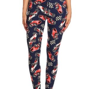 Women's Navy Racing Car Print Leggings